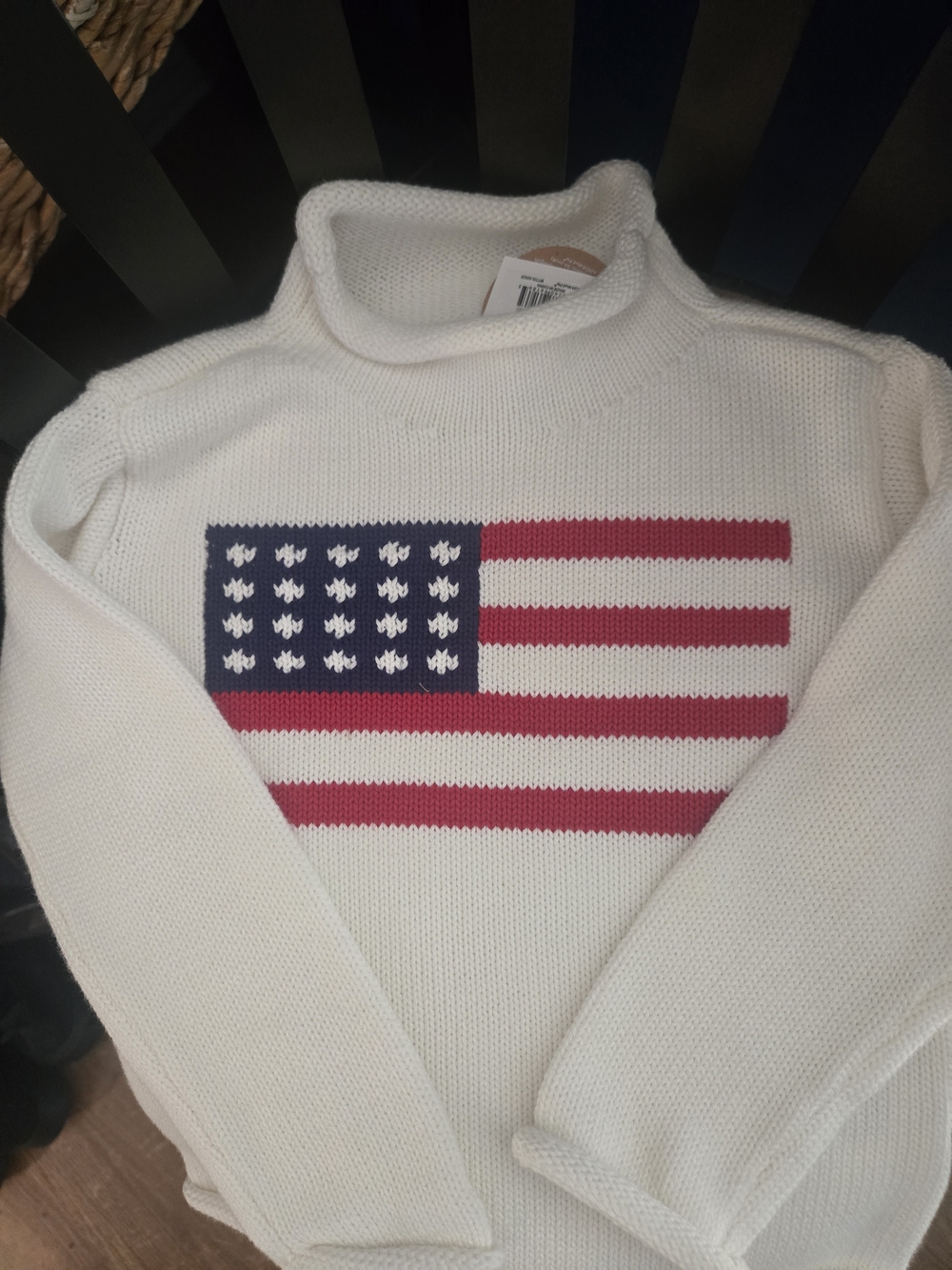 Kid's 2T-3T Mud Pie Red, White & Blue Knit Turtleneck Sweater American Flag